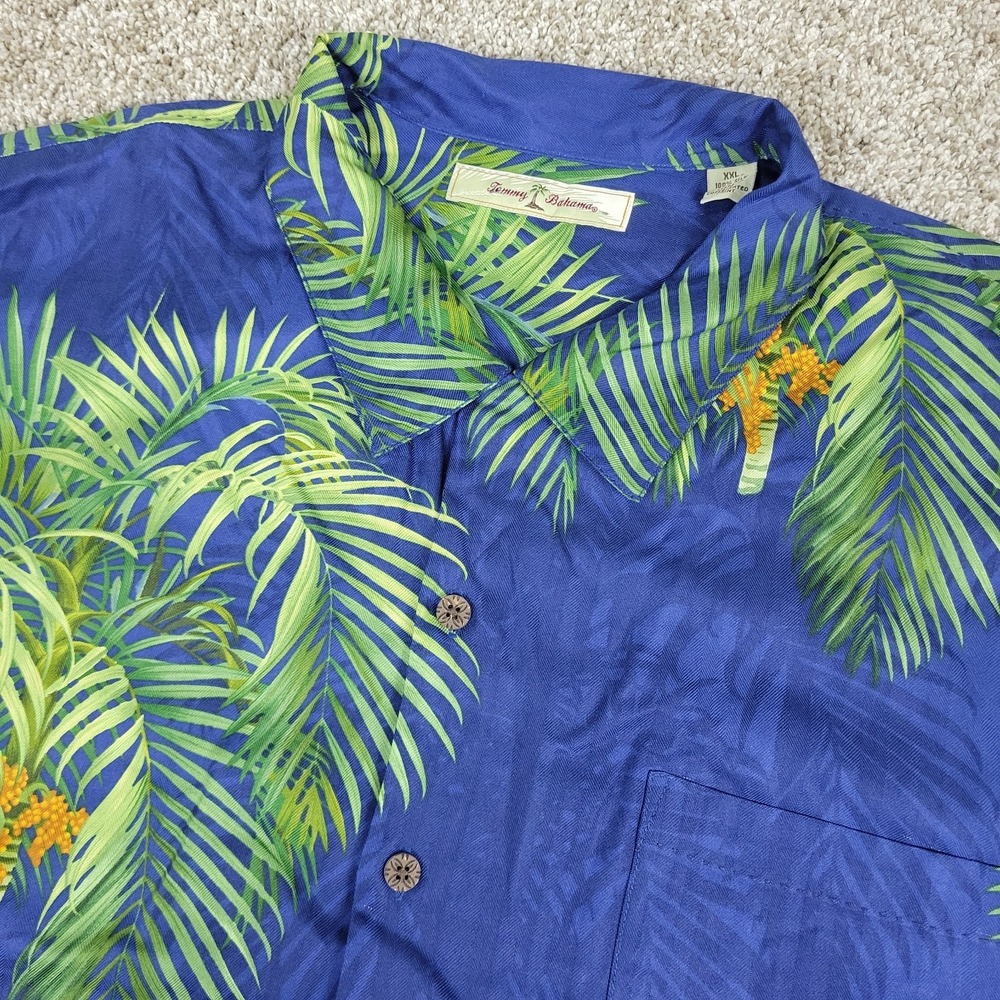 Tommy Bahama Mens 2XL Blue AOP Floral Hawaiian Camp SS 100% Silk
